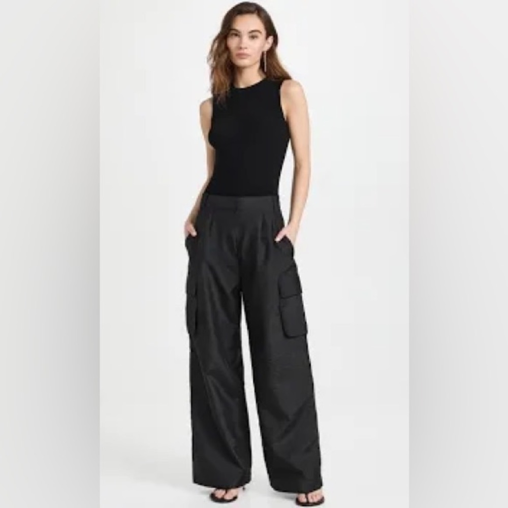 Tibi Stella Nylon Crisp Pleated Cargo Pants size 0